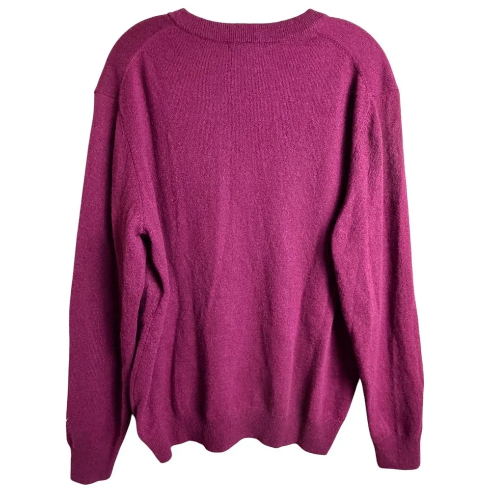Alan Flusser 100% Cashmere V Neck Sweater Burgundy Mens Large
